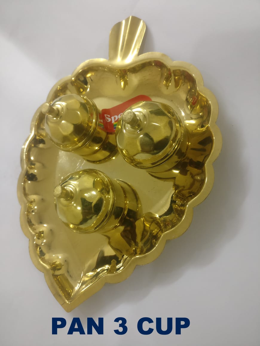 Divine Bija Brass Betel Leaf Three Cup Kumkum Pot Divine Bija India Pvt Ltd | A story of motivation, passion and unconditional commitment